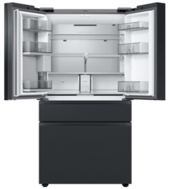 Alternative view of Samsung Bespoke 29 cu. ft. 4-Door French Door Smart Refrigerator with Family Hub in Charcoal Glass/Matte Black, Standard Depth