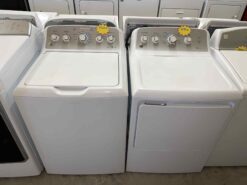 GE 4.0 cu. ft. Capacity Washer with Stainless Steel Basket and Heavy Duty Agitator & 7.2 cu. ft. Electric Dryer - White (SET)