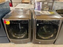 LG 5.8 Cu. Ft. Energy Star Rated Front Load Washer and 9.0 Cu. Ft. Electric Dryer Black Stainless Steel Model:WM9500HKA-DLEX9500K