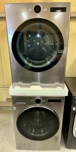 LG 4.5 Cu. Ft. High-Efficiency Smart Front Load Washer with Steam and TurboWash & 7.4 cu. ft. Ultra Large Capacity Smart Front Load Electric Energy Star Dryer with Sensor Dry & Steam Technology - Graphite Steel