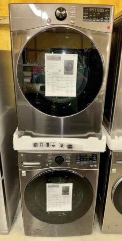 LG 4.5 cu. ft. Front Load Washer with TurboWash 360 and 7.4 cu. ft. Gas Dryer with TurboSteam and Built-In Intelligence - Black Steel