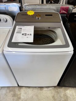 Samsung 27 Inch Top Load Washer with 5.0 Cu. Ft. Capacity, 10 Wash Cycles, Active WaterJet, EZ Access, Deep Fill, Smart Care, VRT Plus™ Technology, Quick Wash, and ENERGY STAR® Certified: White