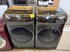 Samsung 6.0 cu ft. Smart Washer with Flexwash & 7.5 cu. ft. Smart Electric Dryer with FlexDry™ in Black Stainless Steel SET