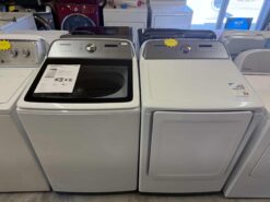 Samsung 5.0 cu. ft. Top Load Washer with Super Speed & 7.4 cu. ft. Electric Dryer with Steam Sanitize+ in White